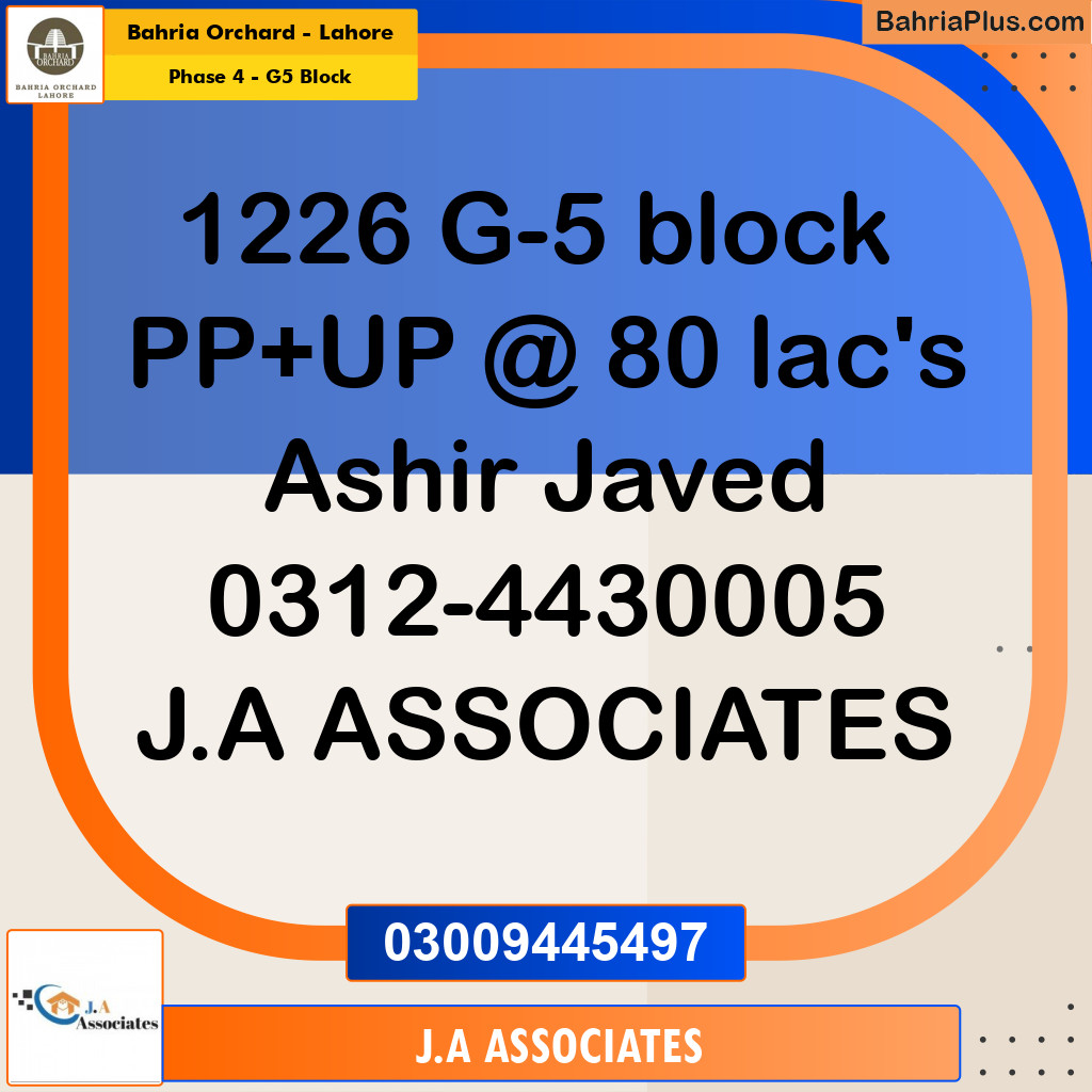 10 Marla Residential Plot for Sale in Phase 4 - G5 Block -  Bahria Orchard, Lahore - (BP-267417)
