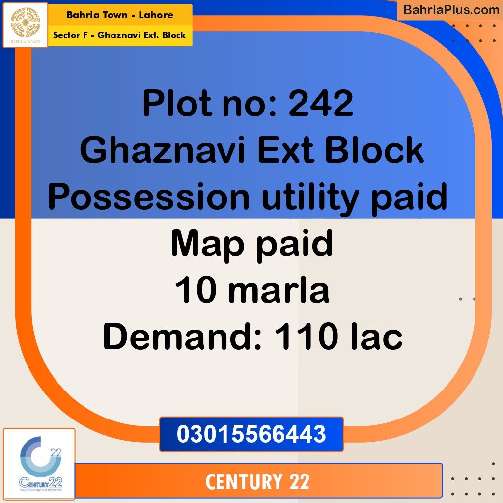 10 Marla Residential Plot for Sale in Sector F - Ghaznavi Ext. Block -  Bahria Town, Lahore - (BP-267431)