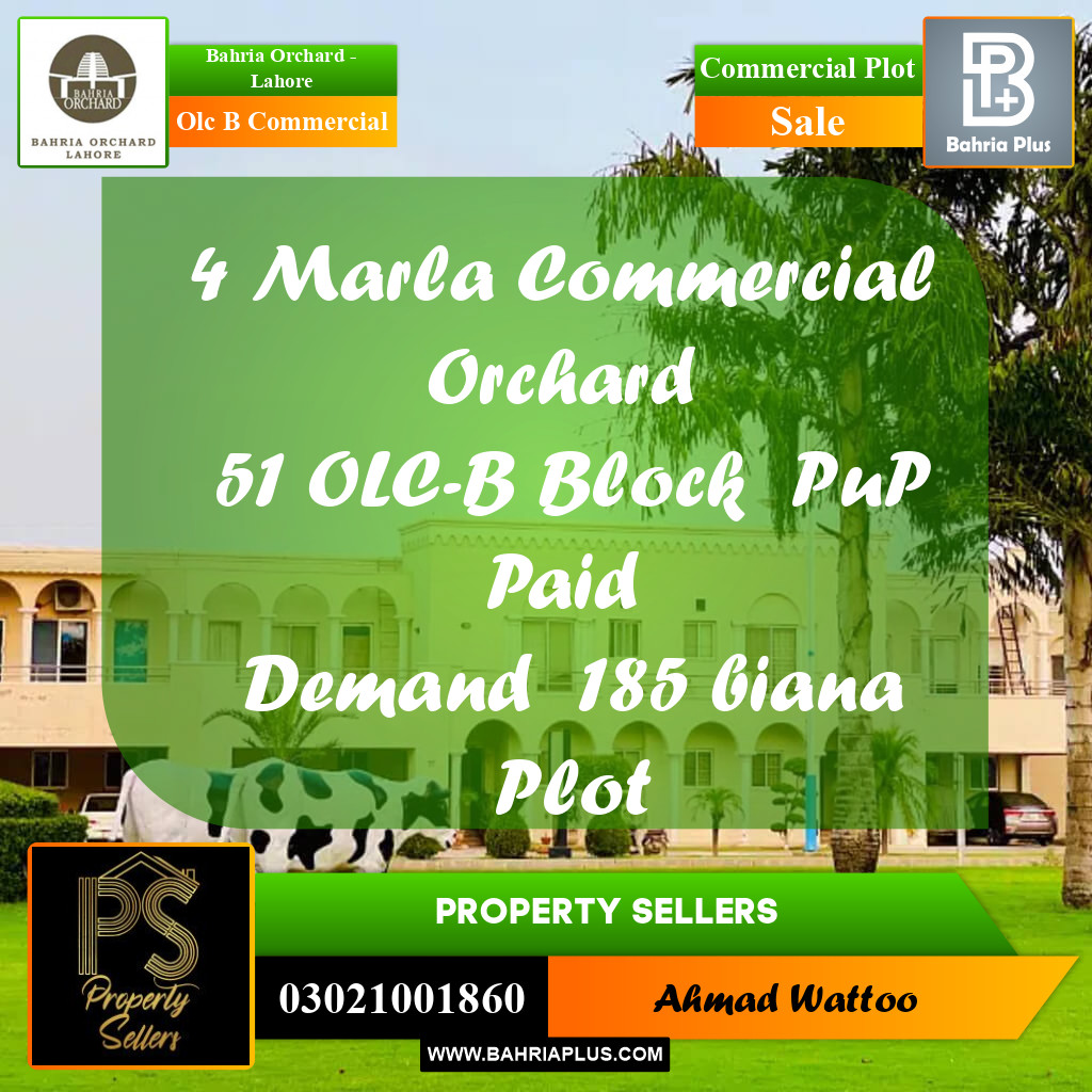 4 Marla Commercial Plot for Sale in OLC B Commercial -  Bahria Orchard, Lahore - (BP-267440)