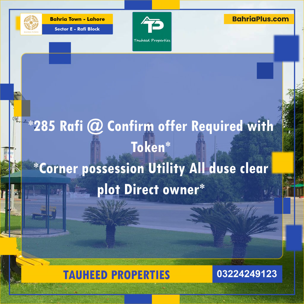 5 Marla Residential Plot for Sale in Sector E - Rafi Block -  Bahria Town, Lahore - (BP-267459)