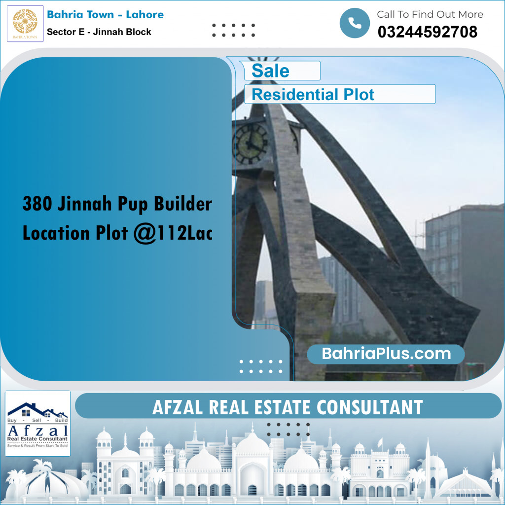 5 Marla Residential Plot for Sale in Sector E - Jinnah Block -  Bahria Town, Lahore - (BP-267480)