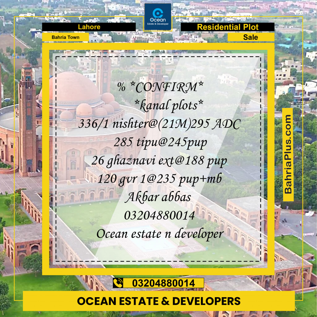 Residential Plot for Sale in Bahria Town, Lahore - (BP-267482)