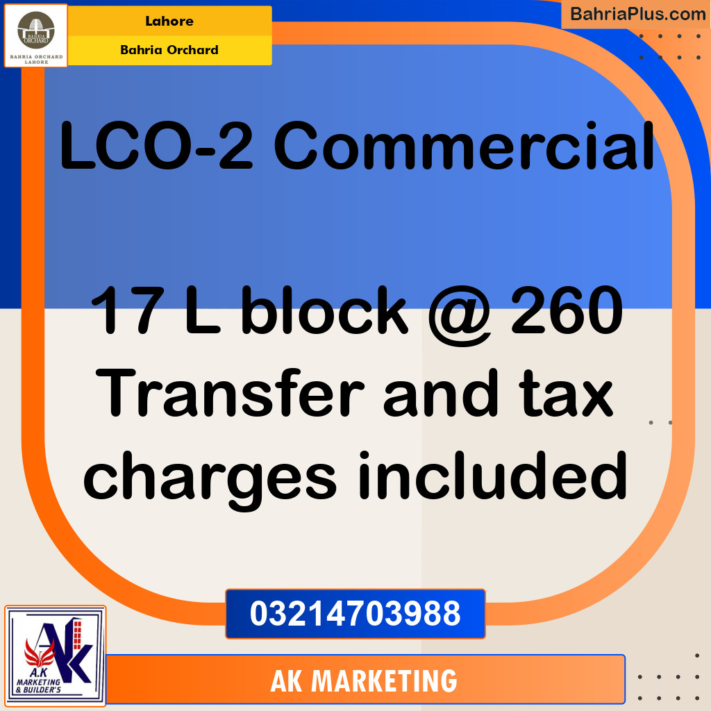 Commercial Plot for Sale in Bahria Orchard, Lahore - (BP-267503)