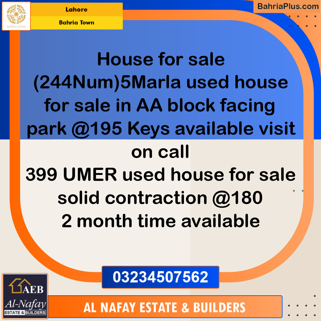 Residential House for Sale in Bahria Town, Lahore - (BP-267510)