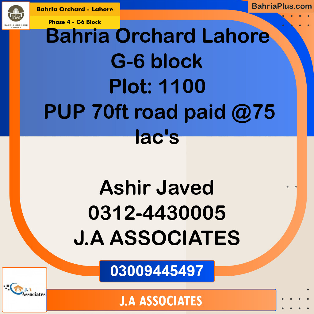 10 Marla Residential Plot for Sale in Phase 4 - G6 Block -  Bahria Orchard, Lahore - (BP-267533)