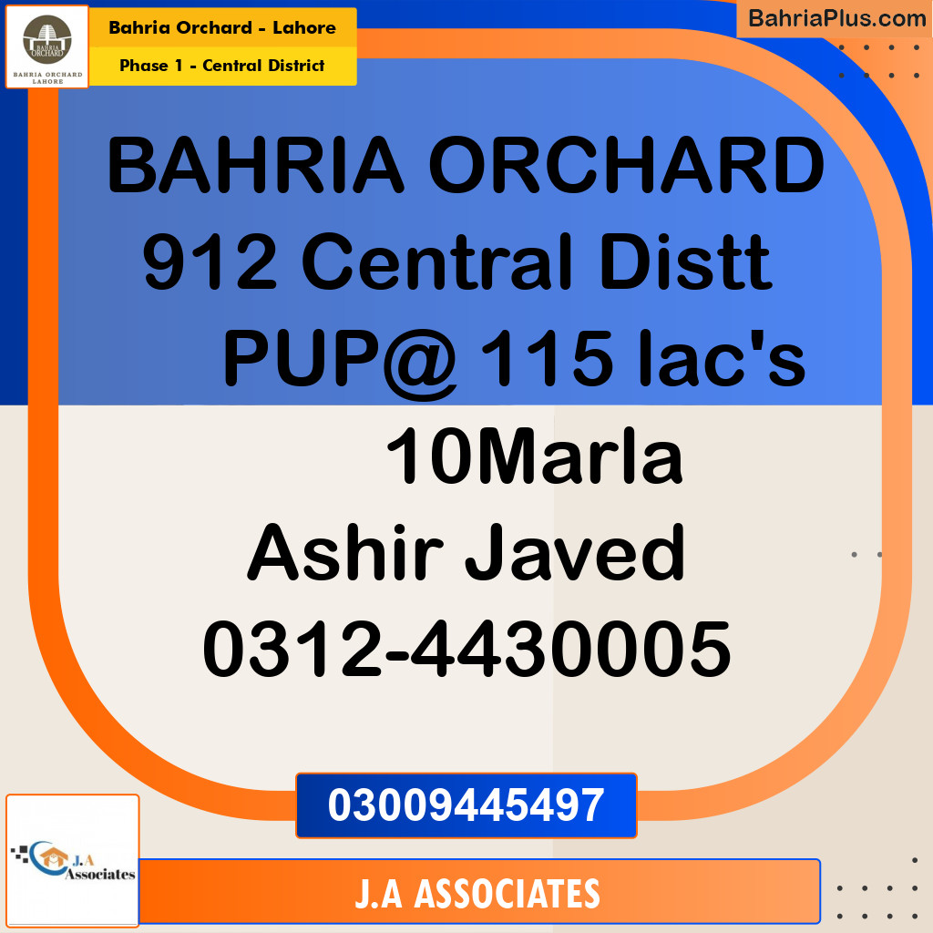 10 Marla Residential Plot for Sale in Phase 1 - Central District -  Bahria Orchard, Lahore - (BP-267540)