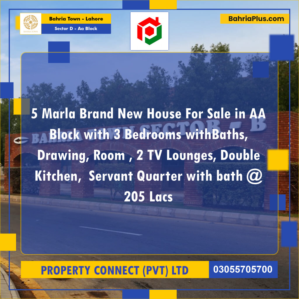 5 Marla Residential House for Sale in Sector D - AA Block -  Bahria Town, Lahore - (BP-267575)
