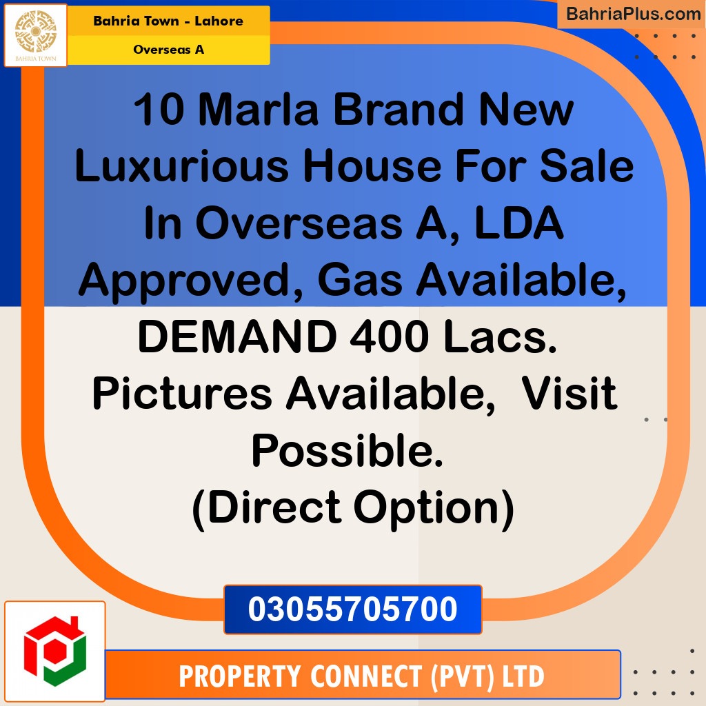10 Marla Residential House for Sale in Overseas A -  Bahria Town, Lahore - (BP-267577)