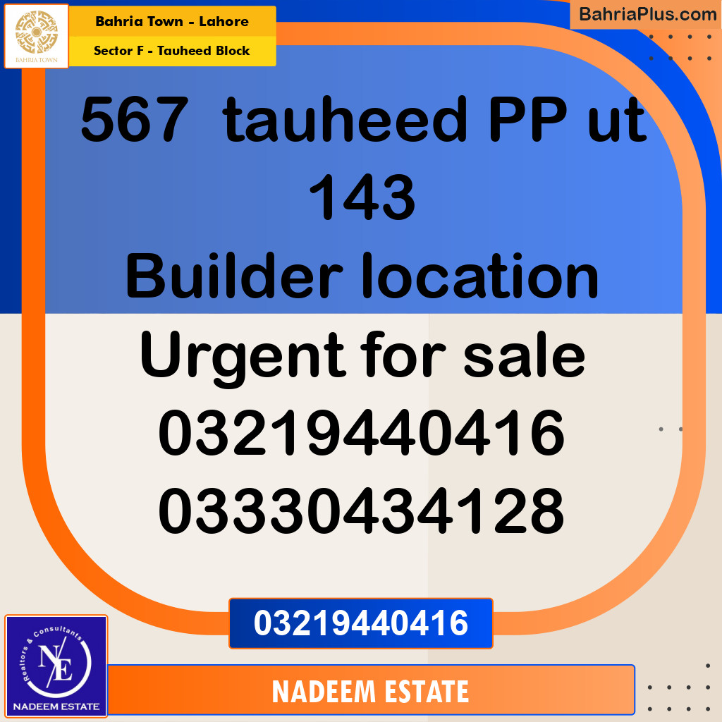 Residential House for Sale in Sector F - Tauheed Block -  Bahria Town, Lahore - (BP-267587)