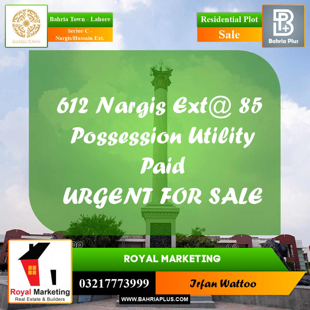 5 Marla Residential Plot for Sale in Sector C - Nargis/Hussain Ext. -  Bahria Town, Lahore - (BP-267610)