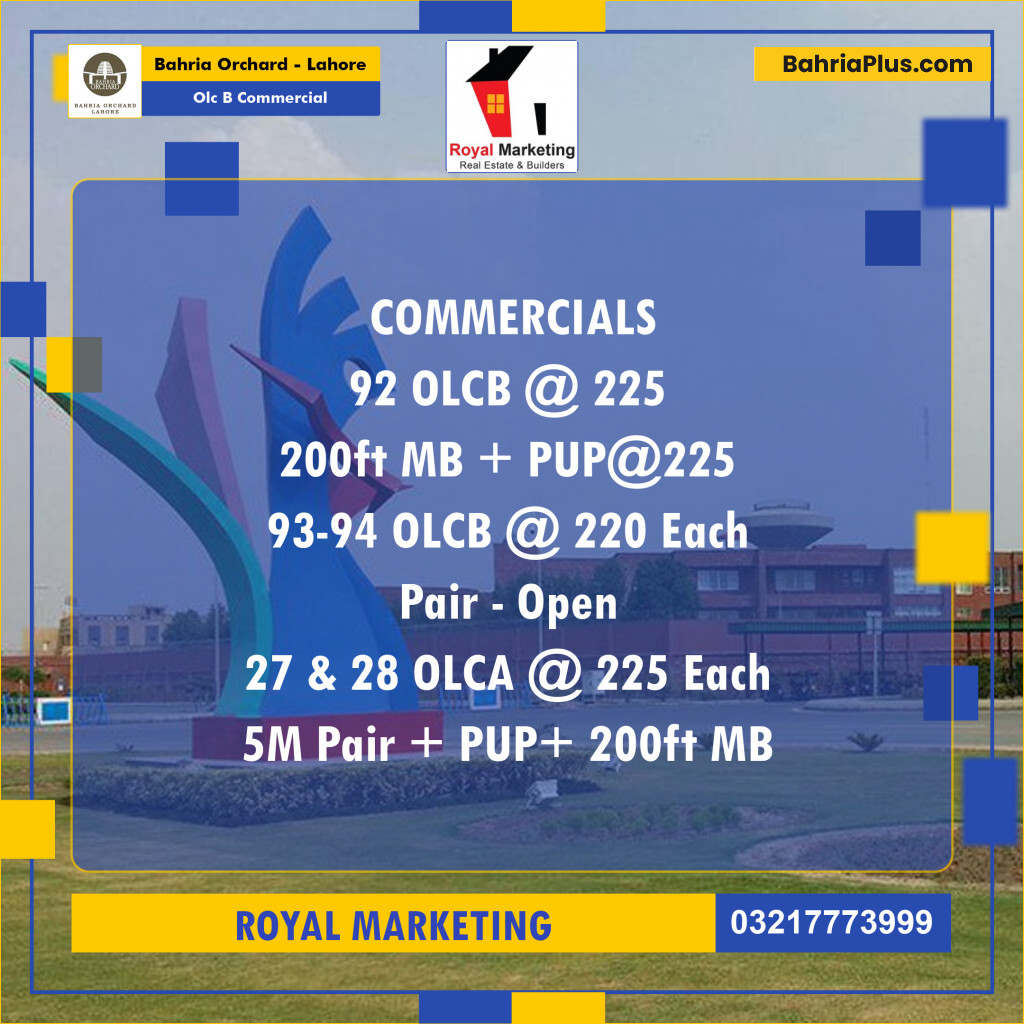 5 Marla Commercial Plot for Sale in OLC B Commercial -  Bahria Orchard, Lahore - (BP-267612)