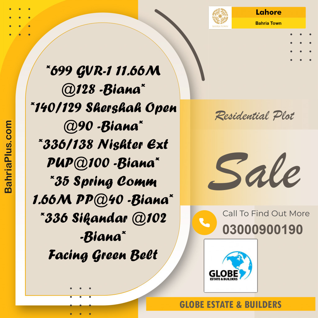 Residential Plot for Sale in Bahria Town, Lahore - (BP-267620)