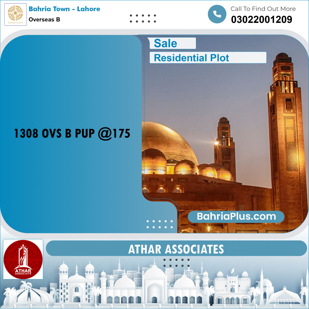 10 Marla Residential Plot for Sale in Overseas B -  Bahria Town, Lahore - (BP-267658)