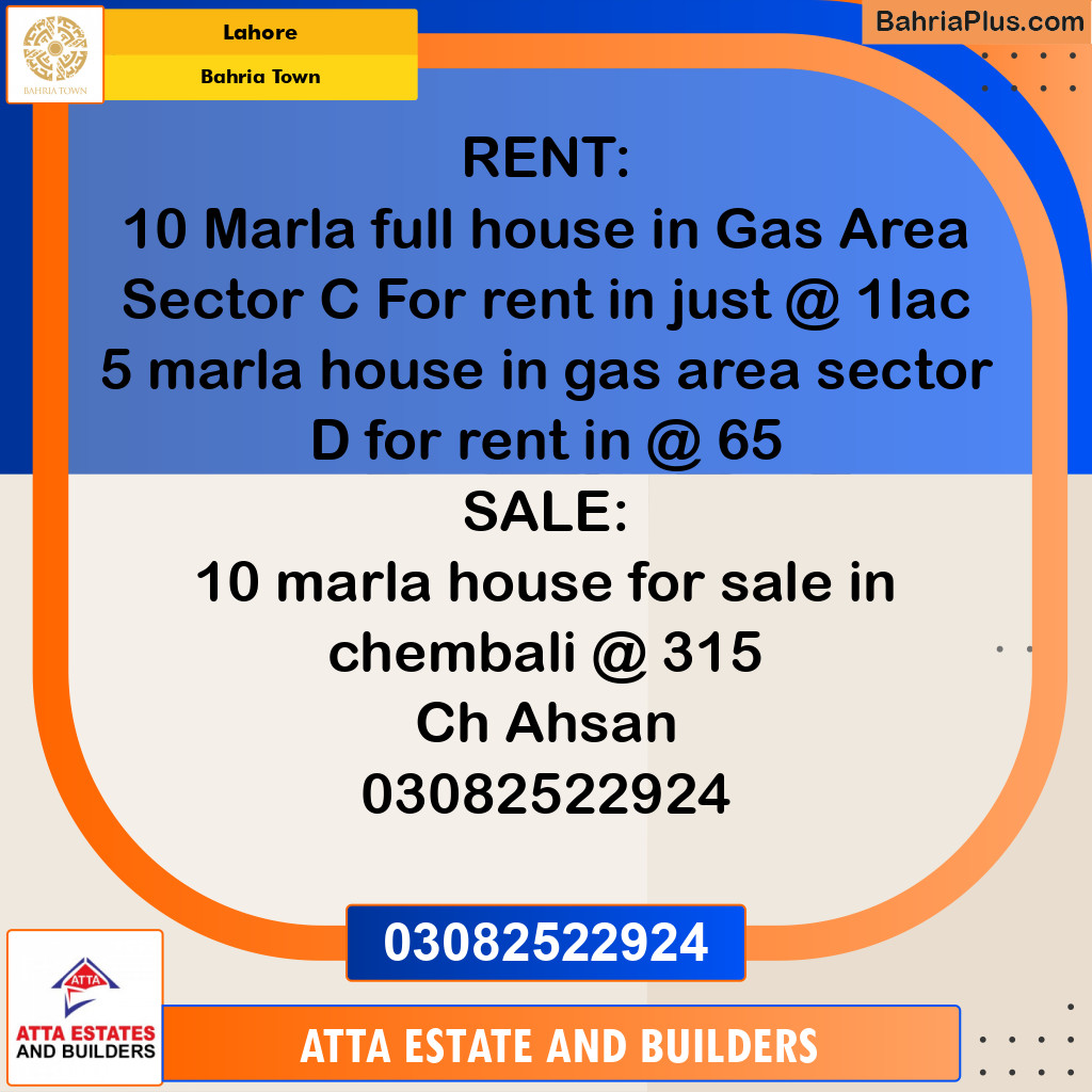 Residential House for Rent in Bahria Town, Lahore - (BP-267661)