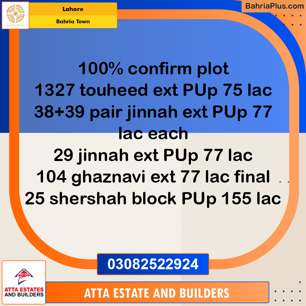 Residential Plot for Sale in Bahria Town, Lahore - (BP-267669)