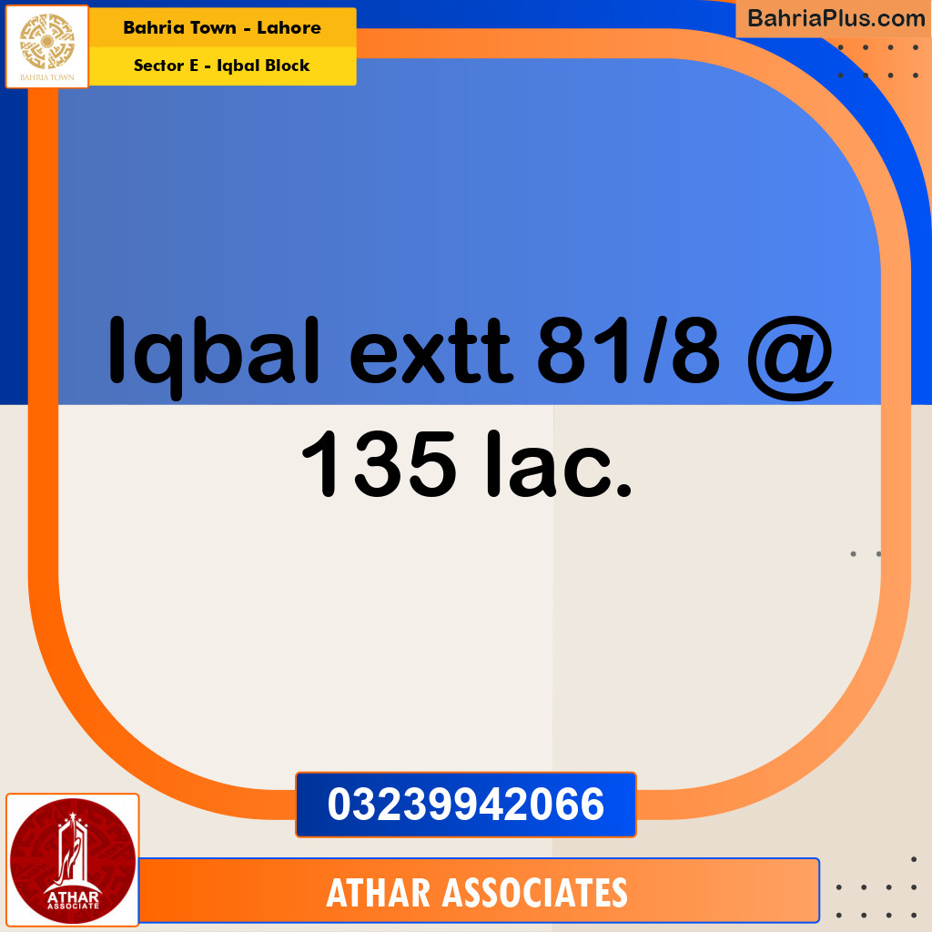 10 Marla Residential Plot for Sale in Sector E - Iqbal Block -  Bahria Town, Lahore - (BP-267675)