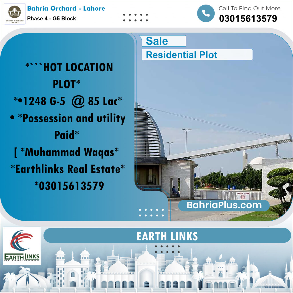 10 Marla Residential Plot for Sale in Phase 4 - G5 Block -  Bahria Orchard, Lahore - (BP-267715)