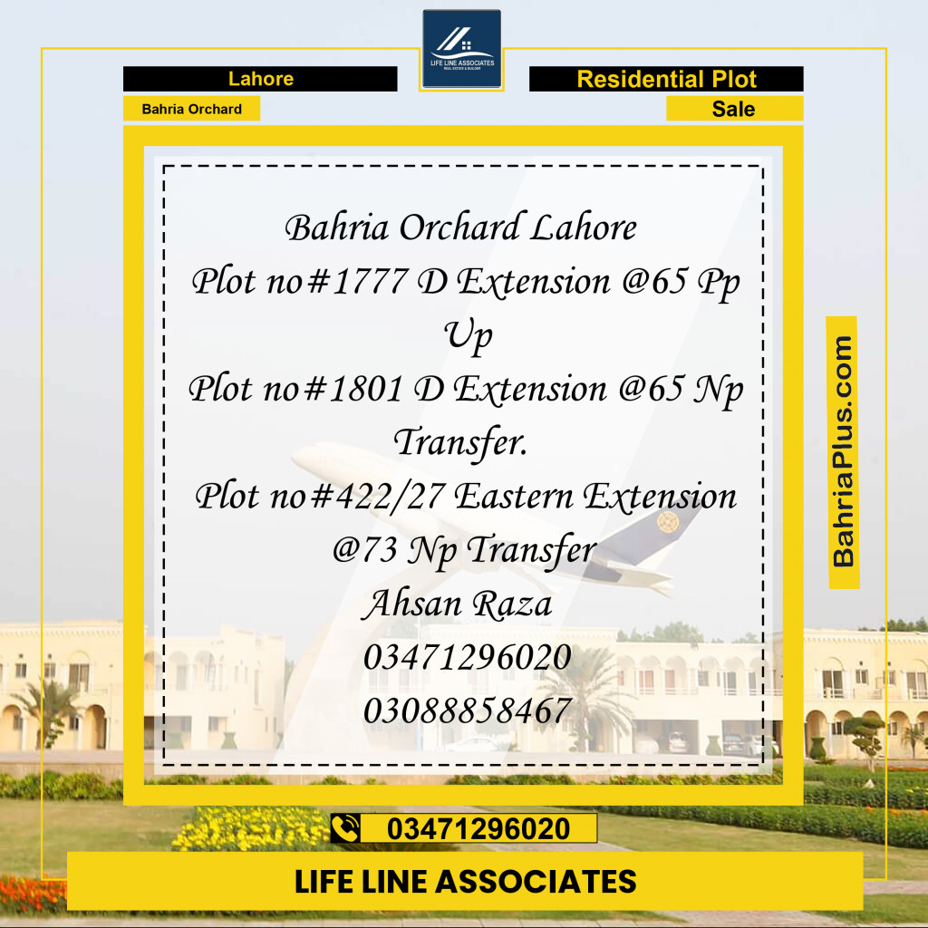 8 Marla Residential Plot for Sale in Bahria Orchard, Lahore - (BP-267721)