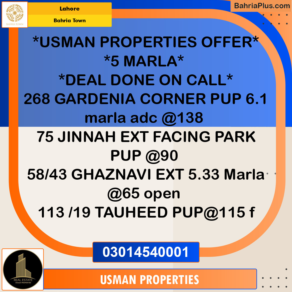 Residential Plot for Sale in Bahria Town, Lahore - (BP-267764)