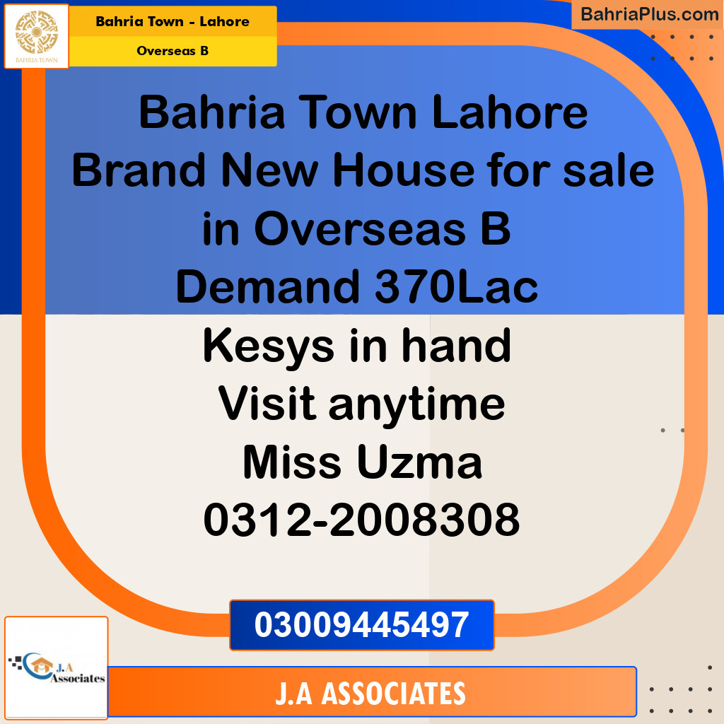 10 Marla Residential House for Sale in Overseas B -  Bahria Town, Lahore - (BP-267766)