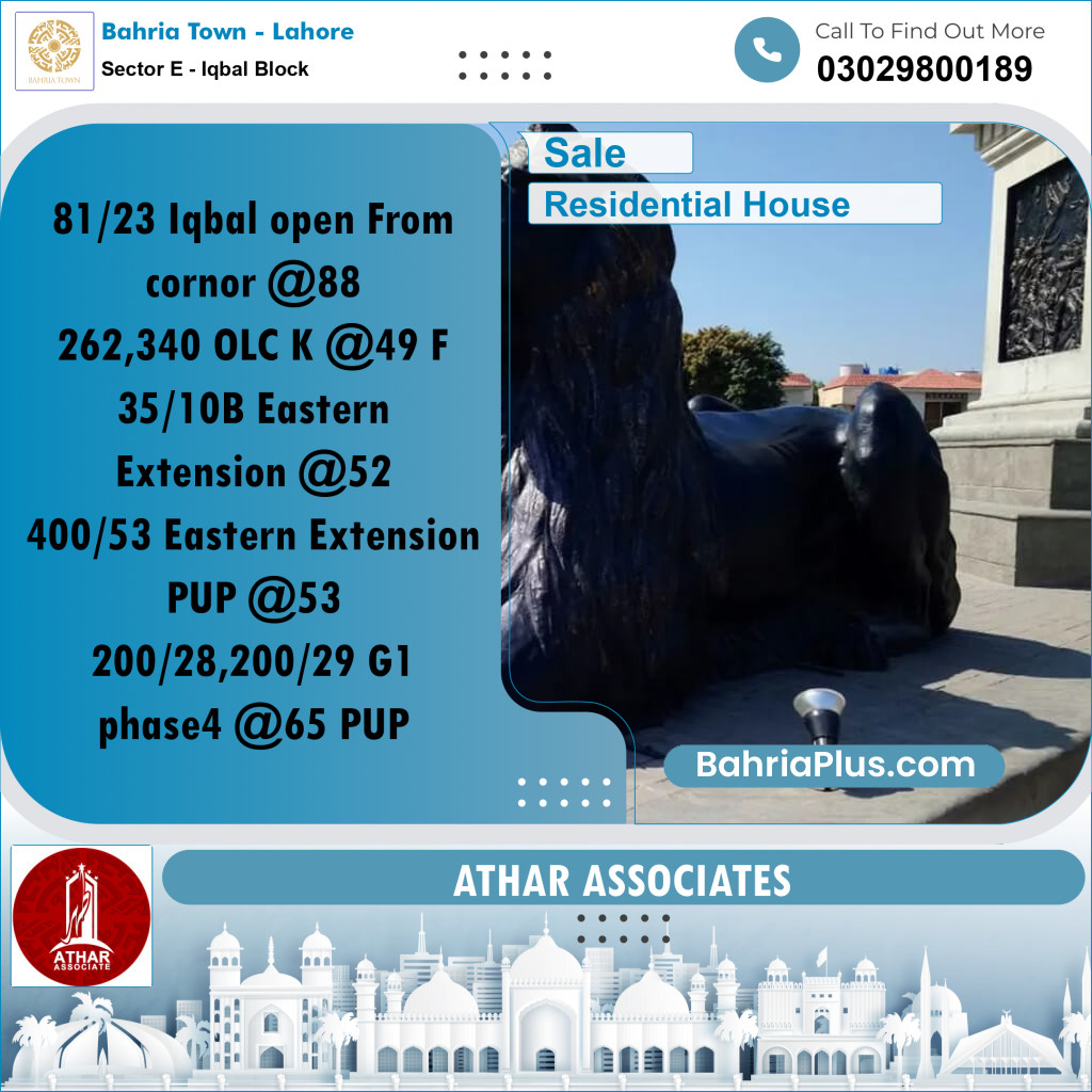 5 Marla Residential House for Sale in Sector E - Iqbal Block -  Bahria Town, Lahore - (BP-267771)