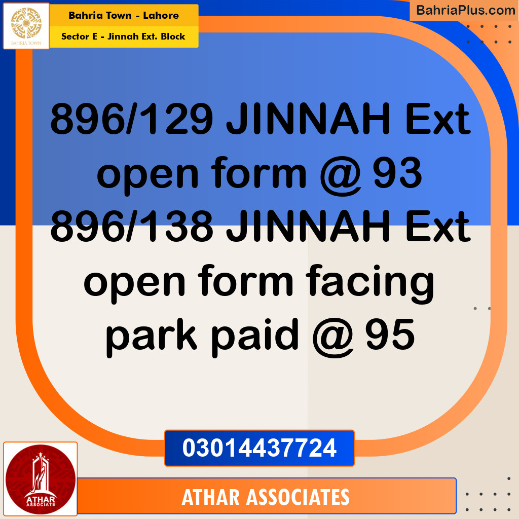 5 Marla Residential Plot for Sale in Sector E - Jinnah Ext. Block -  Bahria Town, Lahore - (BP-267778)