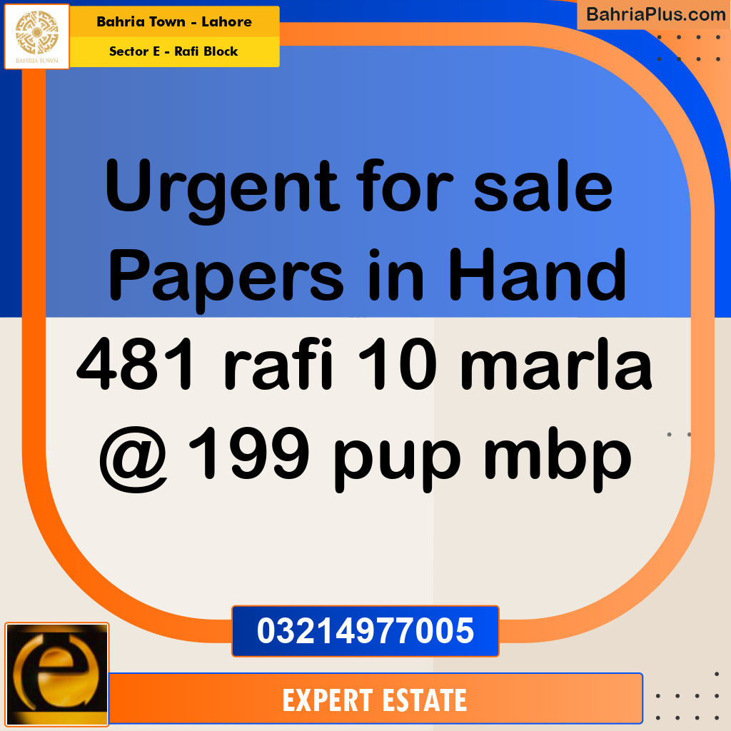 Residential Plot for Sale in Sector E - Rafi Block -  Bahria Town, Lahore - (BP-267784)