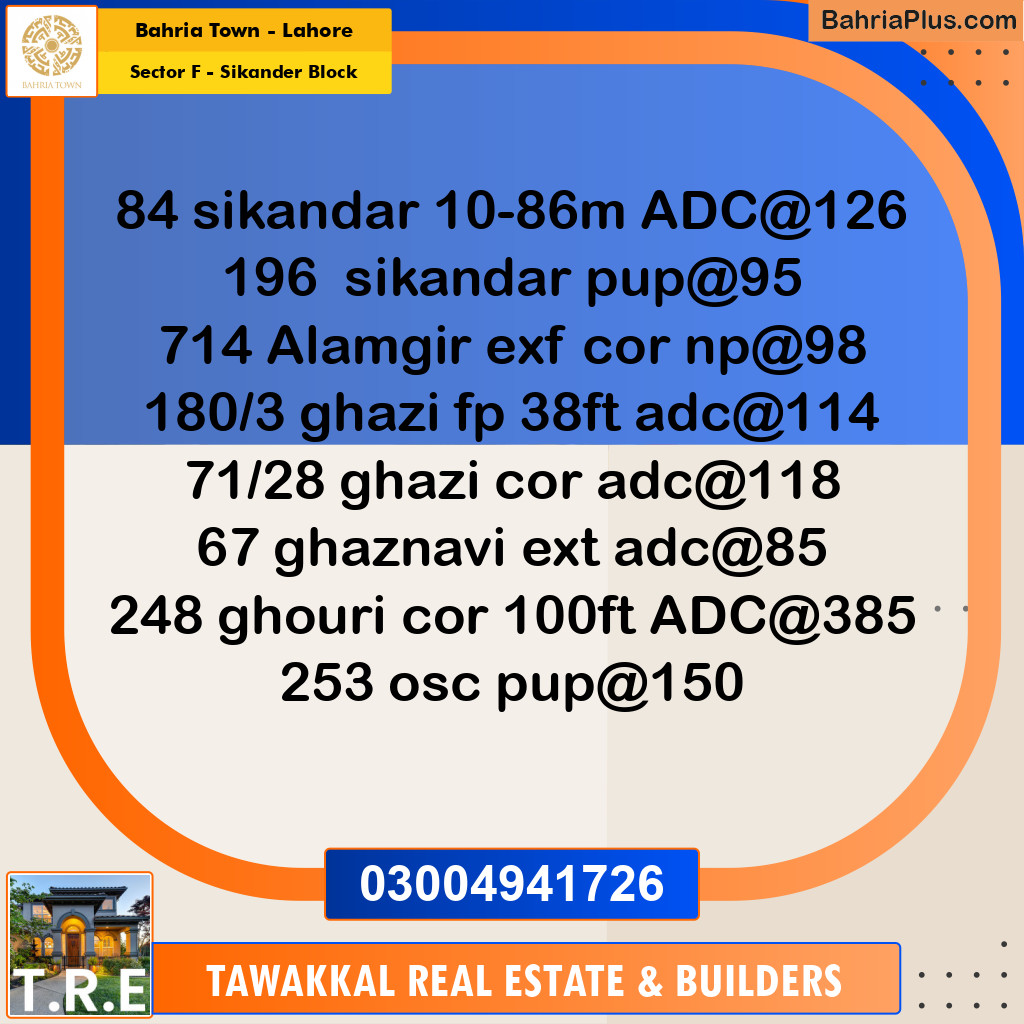 10 Marla Residential Plot for Sale in Sector F - Sikander Block -  Bahria Town, Lahore - (BP-267812)