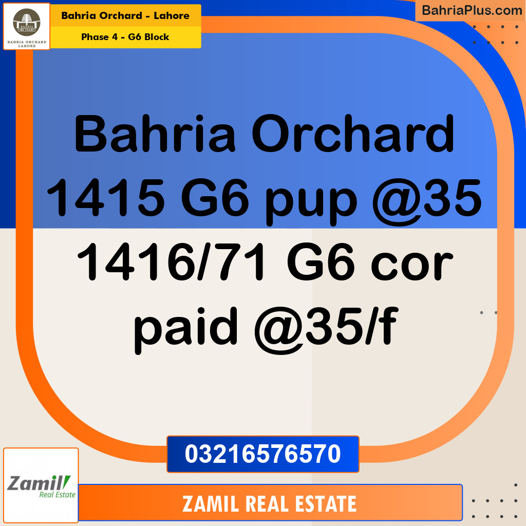 5 Marla Residential Plot for Sale in Phase 4 - G6 Block -  Bahria Orchard, Lahore - (BP-267817)