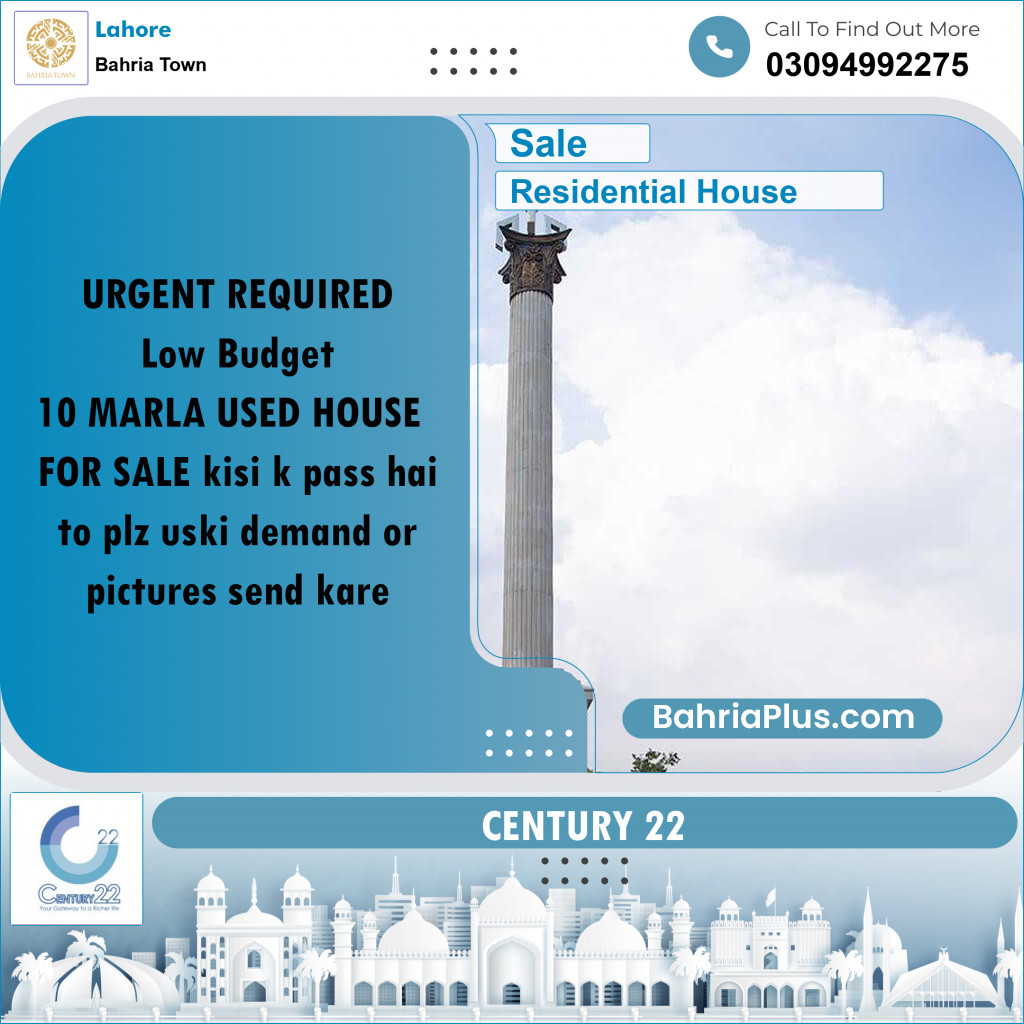 10 Marla Residential House for Sale in Bahria Town, Lahore - (BP-267858)