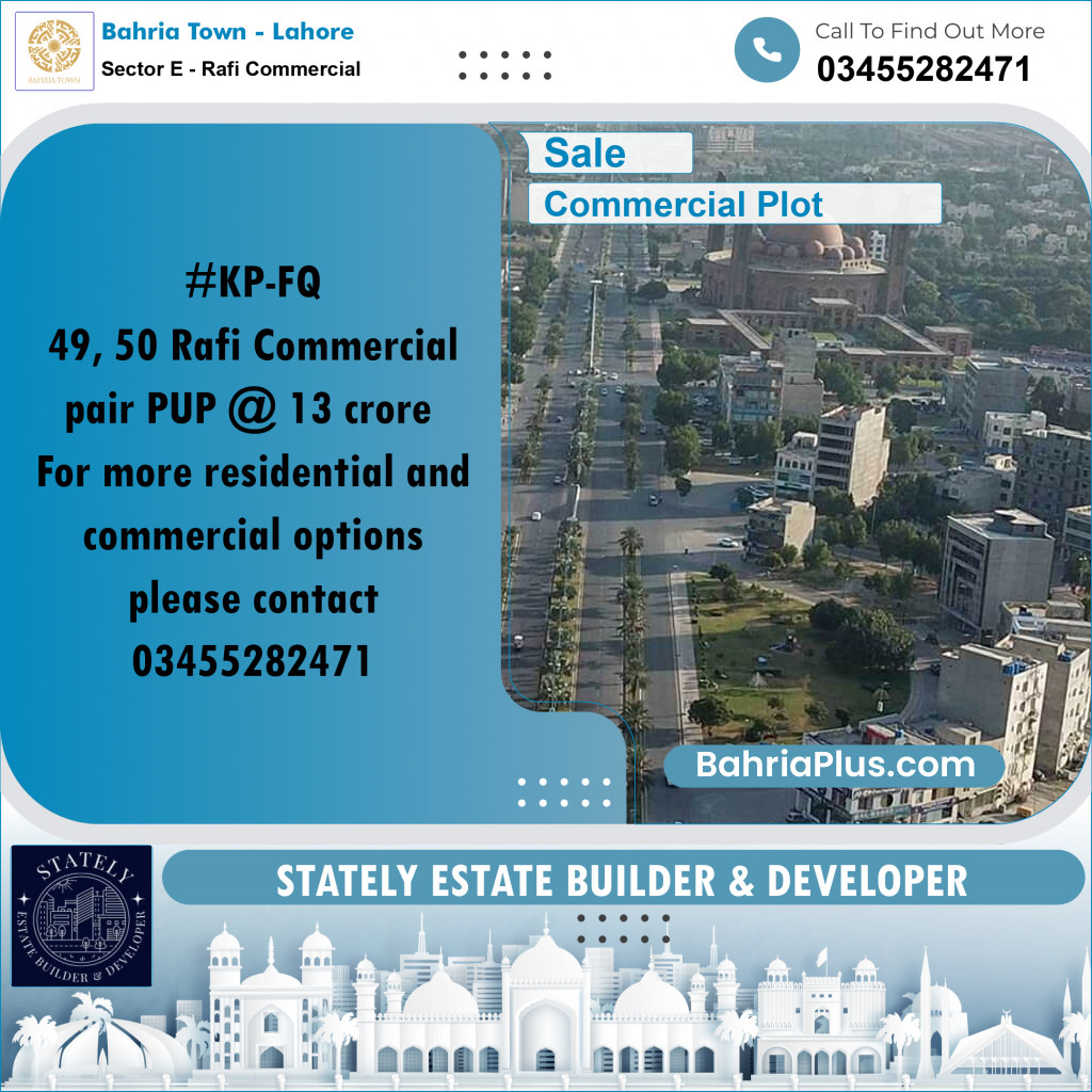 5 Marla Commercial Plot for Sale in Sector E - Rafi Commercial -  Bahria Town, Lahore - (BP-267871)