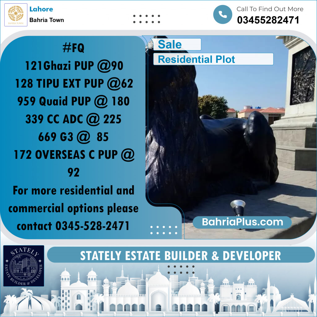 Residential Plot for Sale in Bahria Town, Lahore - (BP-267873)