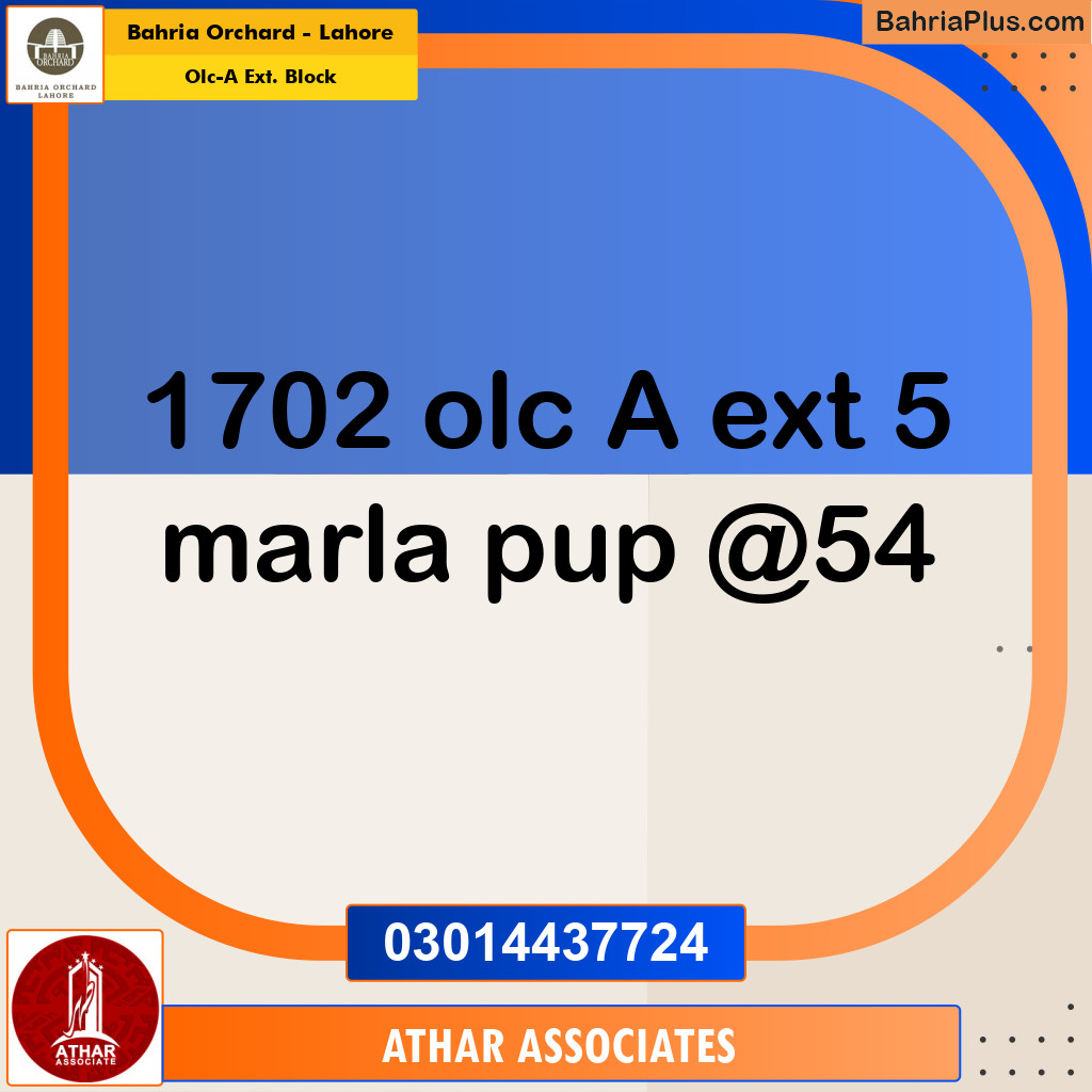 5 Marla Residential Plot for Sale in OLC-A Ext. Block -  Bahria Orchard, Lahore - (BP-267904)