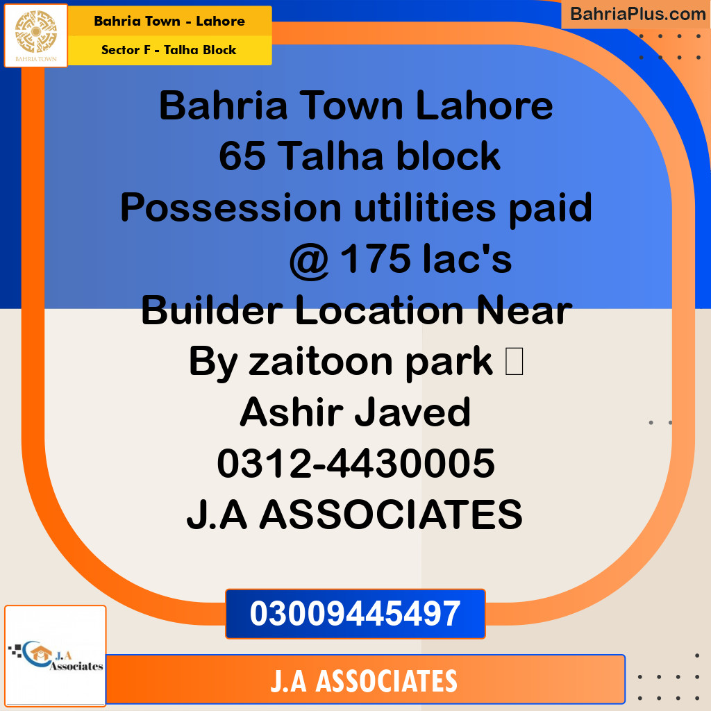 10 Marla Residential Plot for Sale in Sector F - Talha Block -  Bahria Town, Lahore - (BP-267934)