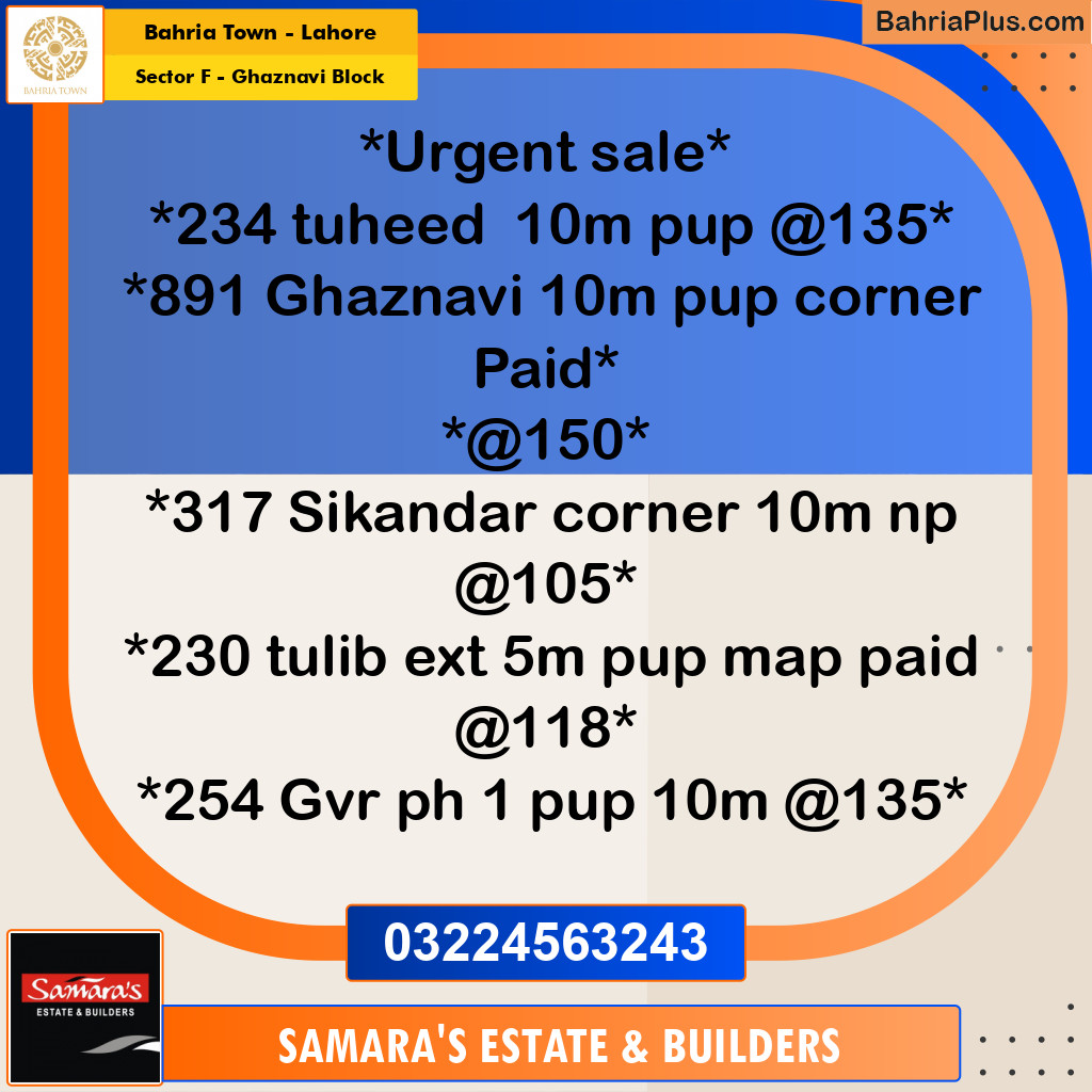 Residential Plot for Sale in Sector F - Ghaznavi Block -  Bahria Town, Lahore - (BP-267948)