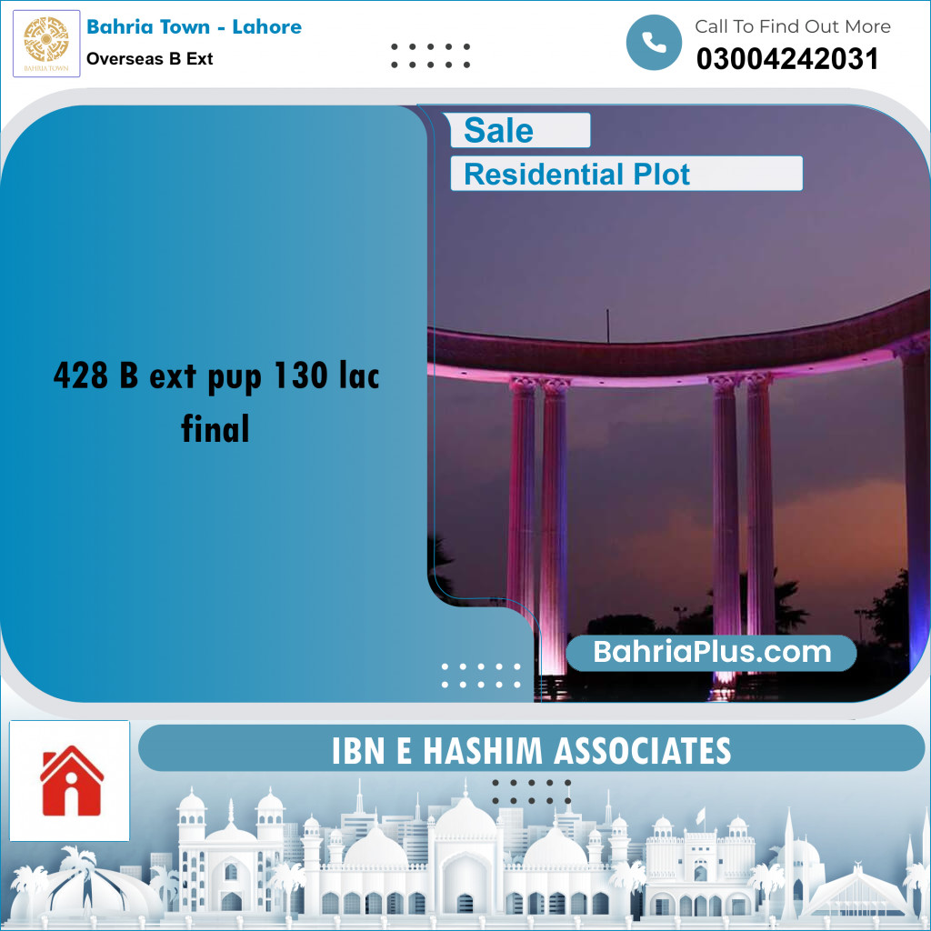 10 Marla Residential Plot for Sale in Overseas B Ext -  Bahria Town, Lahore - (BP-267956)