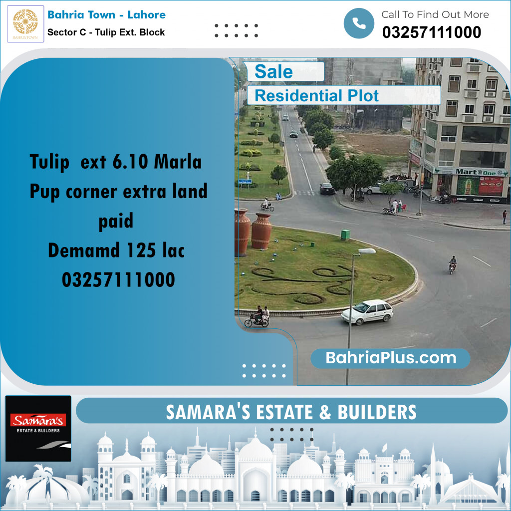 6.1 Marla Residential Plot for Sale in Sector C - Tulip Ext. Block -  Bahria Town, Lahore - (BP-267978)