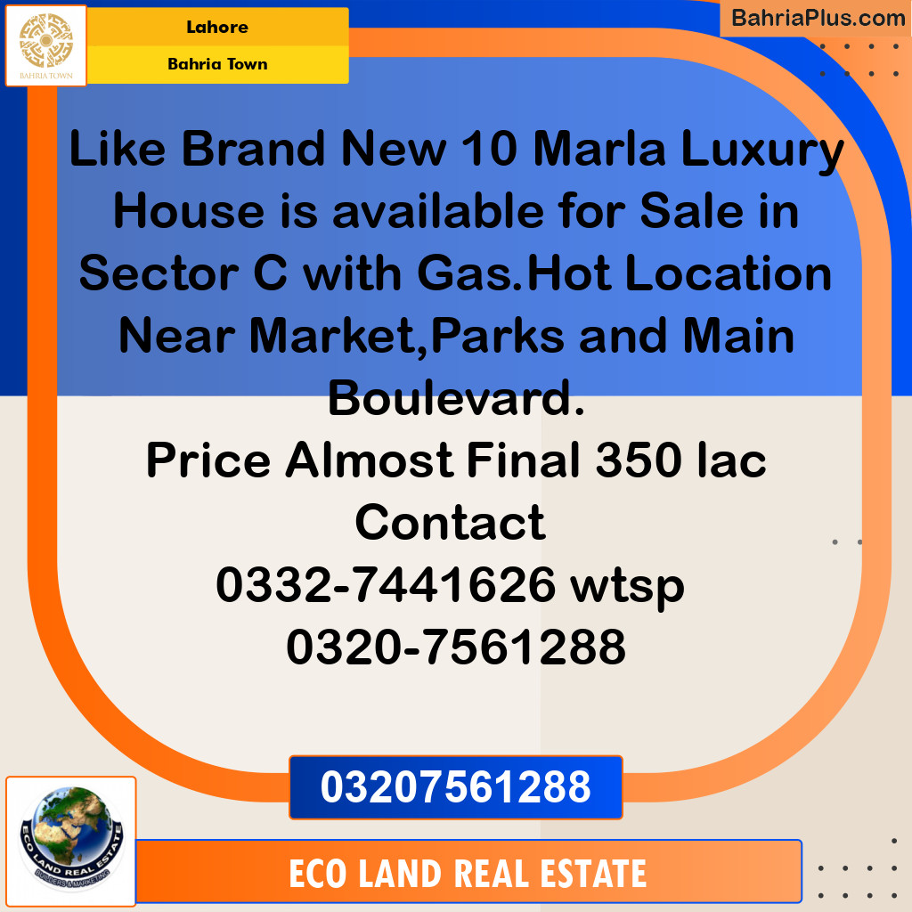 10 Marla Residential House for Sale in Bahria Town, Lahore - (BP-268003)
