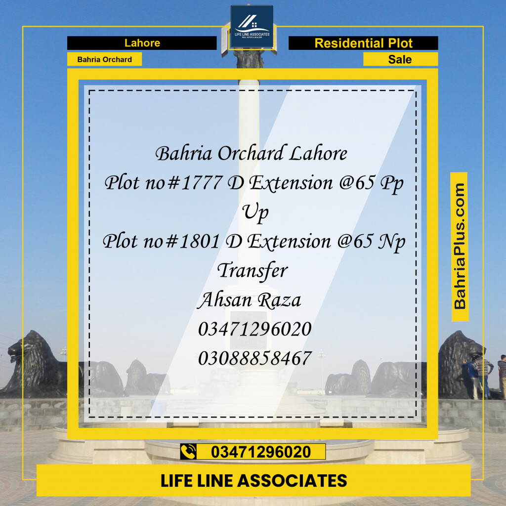 8 Marla Residential Plot for Sale in Bahria Orchard, Lahore - (BP-268017)