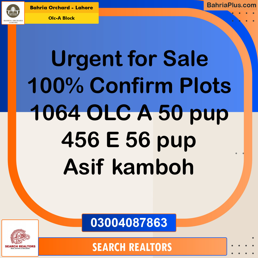 5 Marla Residential Plot for Sale in OLC-A Block - Bahria Orchard, Lahore - (BP-268020)