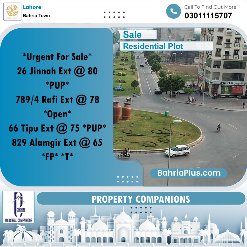 Residential Plot for Sale in Bahria Town, Lahore - (BP-268061)