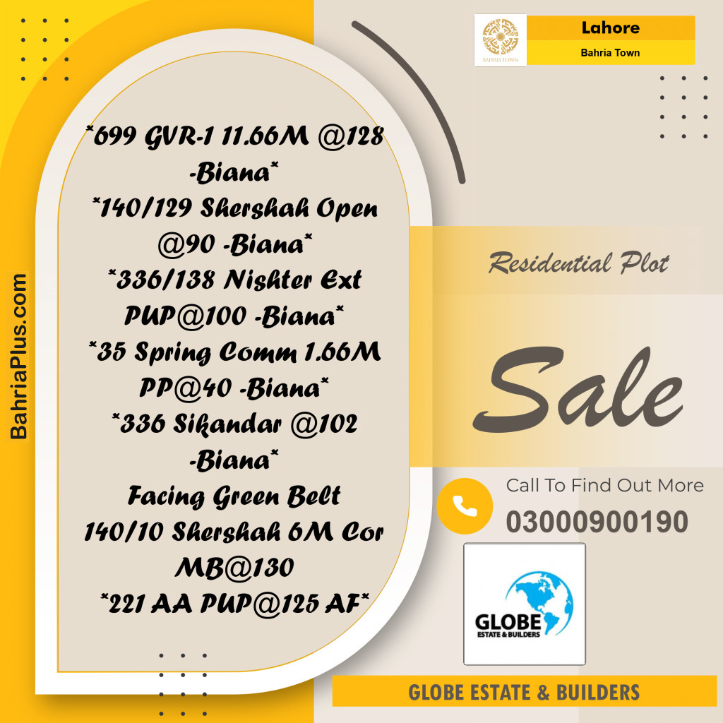 Residential Plot for Sale in Bahria Town, Lahore - (BP-268071)