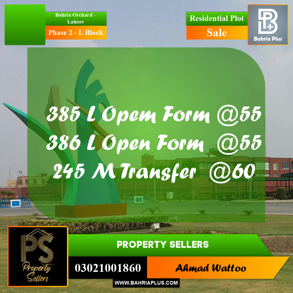 5 Marla Residential Plot for Sale in Phase 2 - L Block -  Bahria Orchard, Lahore - (BP-268074)