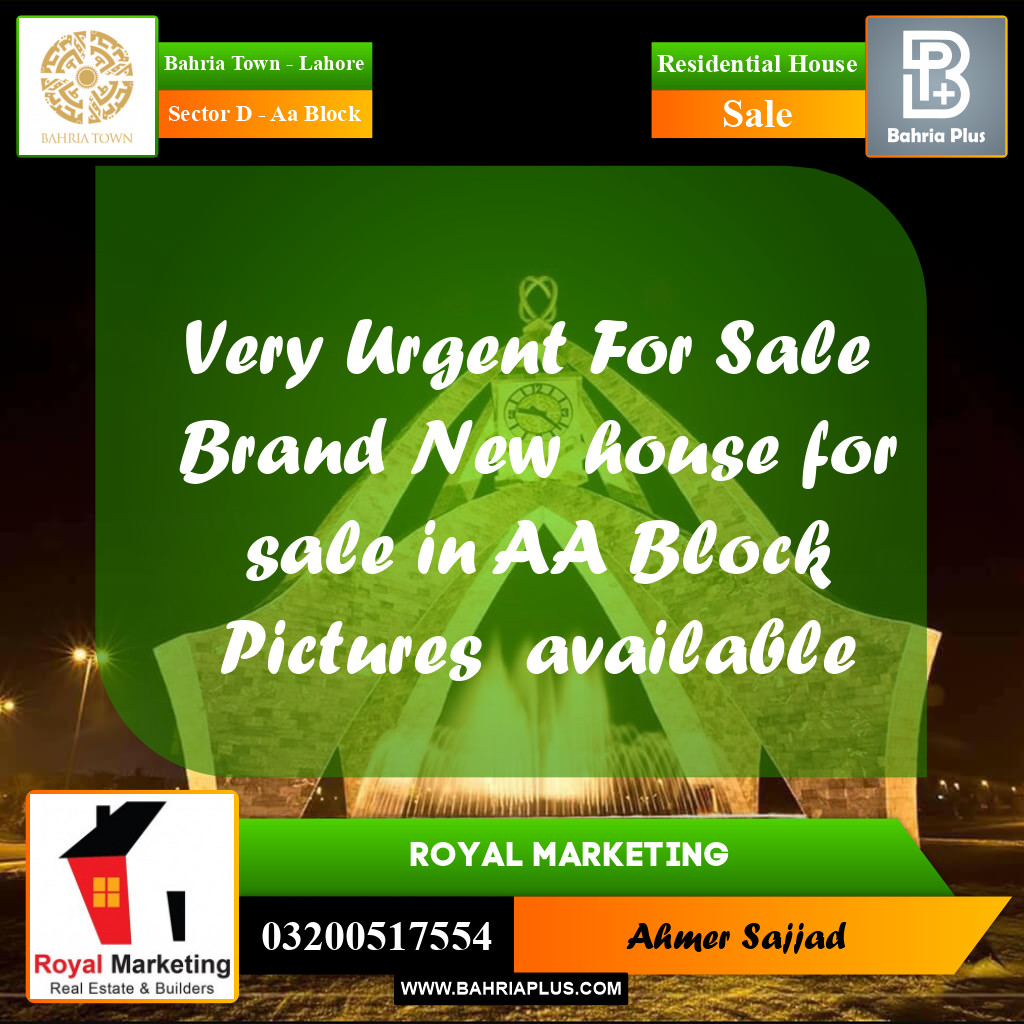 5 Marla Residential House for Sale in Sector D - AA Block -  Bahria Town, Lahore - (BP-268092)