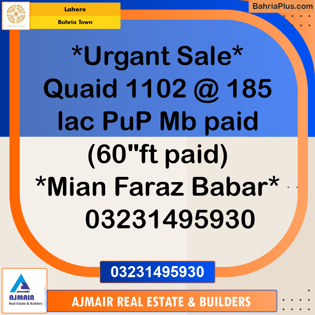 Residential Plot for Sale in Bahria Town, Lahore - (BP-268097)