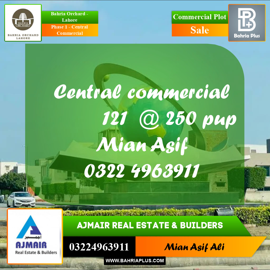 Commercial Plot for Sale in Phase 1 - Central Commercial -  Bahria Orchard, Lahore - (BP-268140)
