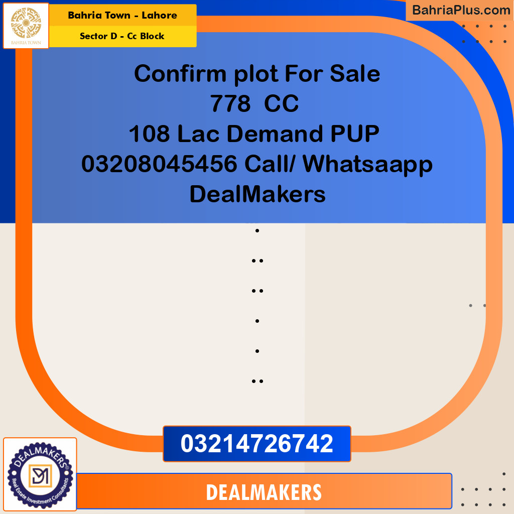 5 Marla Residential Plot for Sale in Sector D - CC Block -  Bahria Town, Lahore - (BP-268154)