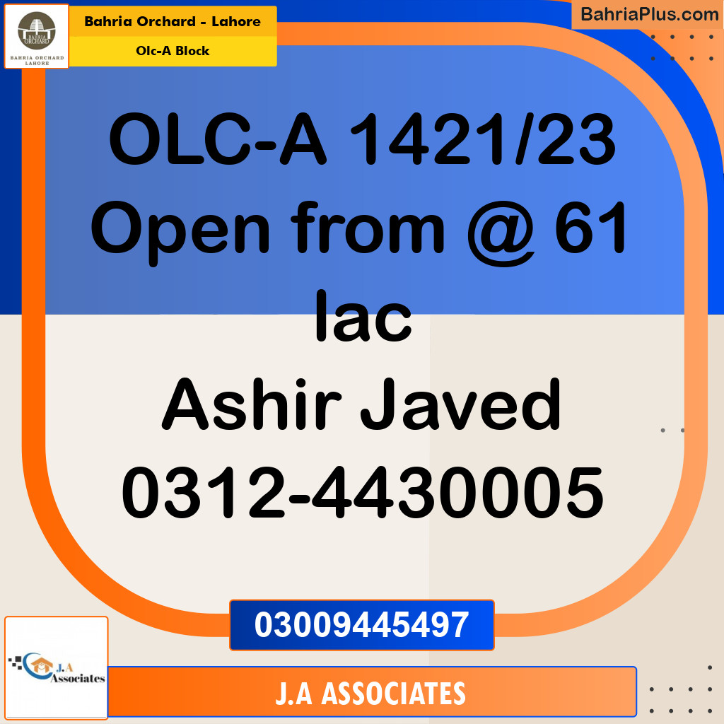 5 Marla Residential Plot for Sale in OLC-A Block -  Bahria Orchard, Lahore - (BP-268155)
