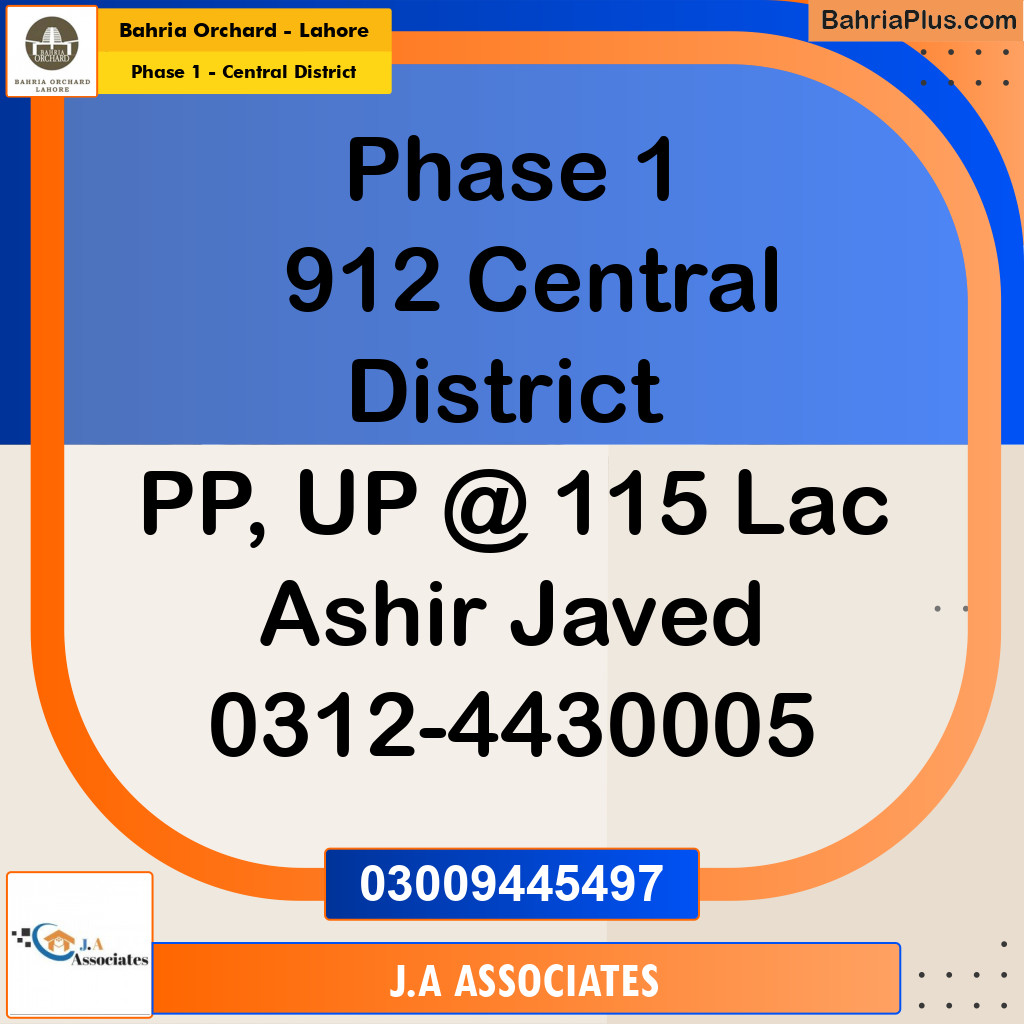 10 Marla Residential Plot for Sale in Phase 1 - Central District -  Bahria Orchard, Lahore - (BP-268156)