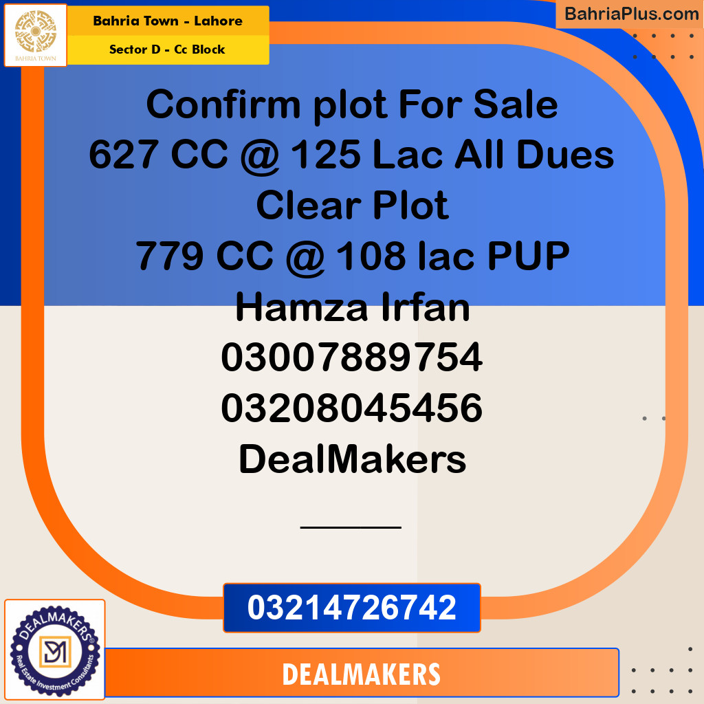 5 Marla Residential Plot for Sale in Sector D - CC Block -  Bahria Town, Lahore - (BP-268157)